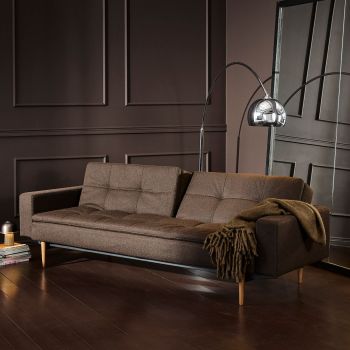 Divanetto letto una piazza e mezza con braccioli materasso a molle in tessuto 240 cm Dublexo - 358 Taura Chocco