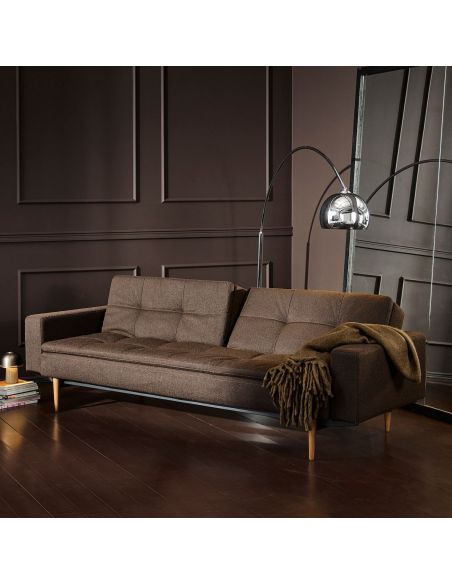 Divanetto letto una piazza e mezza con braccioli materasso a molle in tessuto 240 cm Dublexo - 358 Taura Chocco