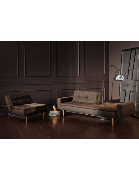 Divanetto letto una piazza e mezza con braccioli materasso a molle in tessuto 240 cm Dublexo - 358 Taura Chocco