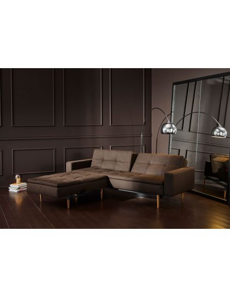 Divanetto letto una piazza e mezza con braccioli materasso a molle in tessuto 240 cm Dublexo - 358 Taura Chocco