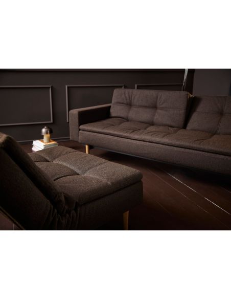Divanetto letto una piazza e mezza con braccioli materasso a molle in tessuto 240 cm Dublexo - 358 Taura Chocco