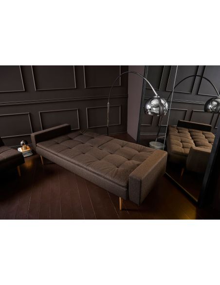 Divanetto letto una piazza e mezza con braccioli materasso a molle in tessuto 240 cm Dublexo - 358 Taura Chocco