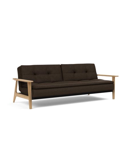 Divano letto comodo con braccioli in legno Dublexo Frej - 358 Taura Chocco