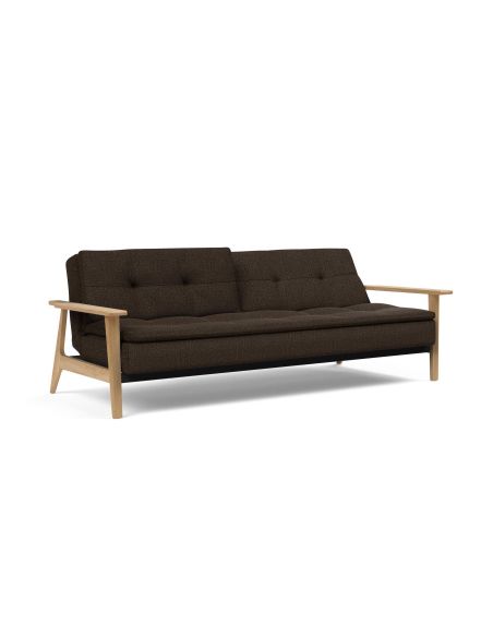 Divano letto comodo con braccioli in legno Dublexo Frej - 358 Taura Chocco