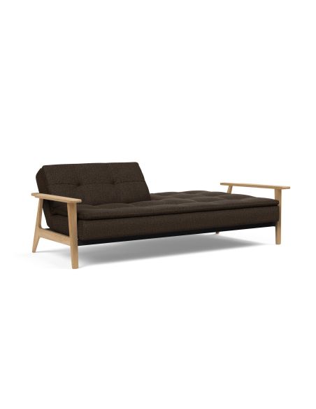 Divano letto comodo con braccioli in legno Dublexo Frej - 358 Taura Chocco