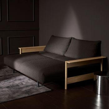 Divano letto matrimoniale Malloy Wood - 533 Bouclé Ash Grey 2