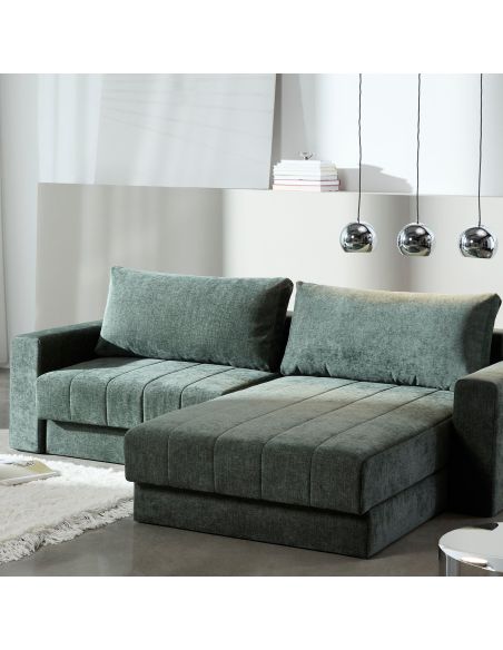 Divano letto matrimoniale con penisola e braccioli Akello Lounger Arms - 281 Avella Pine Green