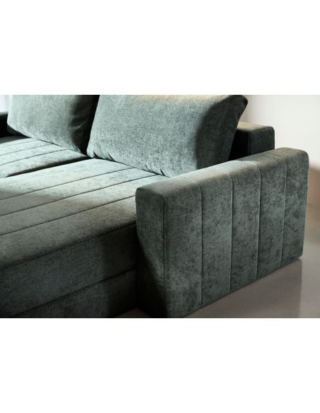 Divano letto matrimoniale con penisola e braccioli Akello Lounger Arms - 281 Avella Pine Green