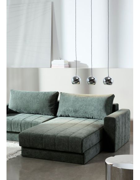 Divano letto matrimoniale con penisola e braccioli Akello Lounger Arms - 281 Avella Pine Green