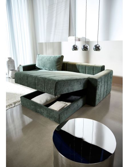 Divano letto matrimoniale con penisola e braccioli Akello Lounger Arms - 281 Avella Pine Green