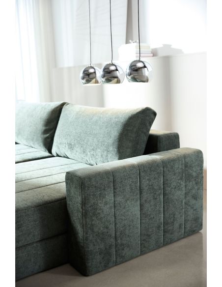 Divano letto matrimoniale con penisola e braccioli Akello Lounger Arms - 281 Avella Pine Green