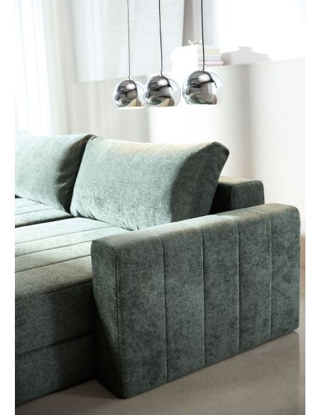 Divano letto matrimoniale con penisola e braccioli Akello Lounger Arms - 281 Avella Pine Green