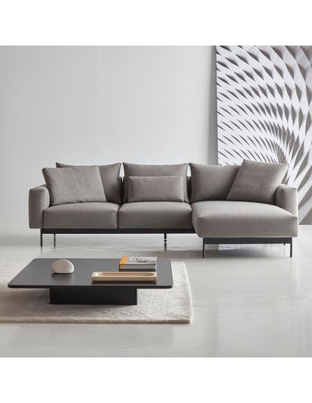 Divano con penisola chaise longue Arthon B2 - Bouclé 533 Ash Grey