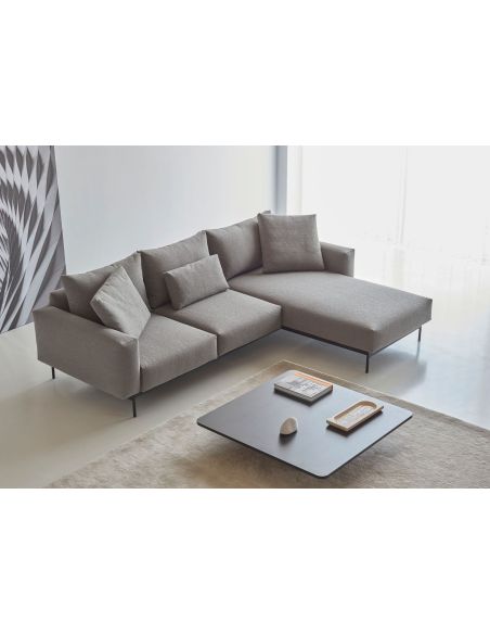 Divano con penisola chaise longue Arthon B2 - Bouclé 533 Ash Grey
