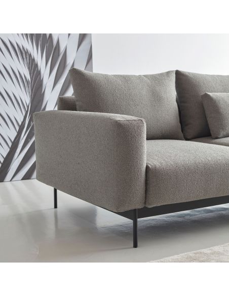 Divano con penisola chaise longue Arthon B2 - Bouclé 533 Ash Grey