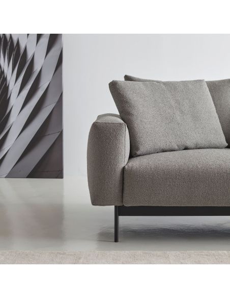 Divano con penisola chaise longue Arthon B2 - Bouclé 533 Ash Grey