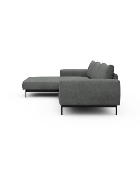 Divano con penisola chaise longue Arthon B2 - Bouclé 533 Ash Grey