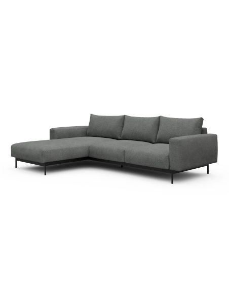 Divano con penisola chaise longue Arthon B2 - Bouclé 533 Ash Grey