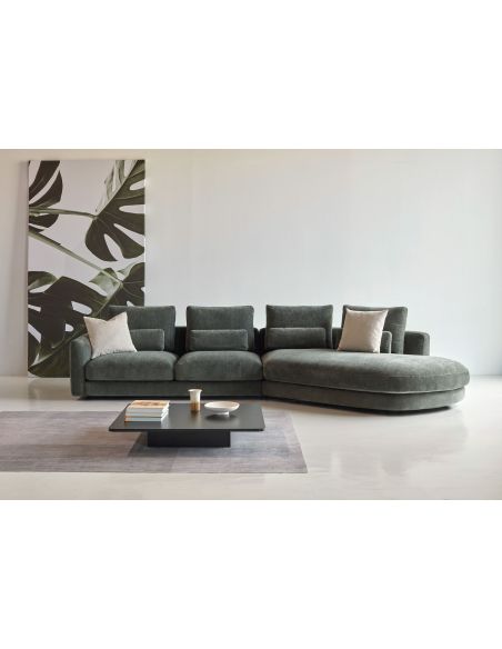 Divano moderno con penisola Vivole 2.5 - Smooth 814 Laural Green