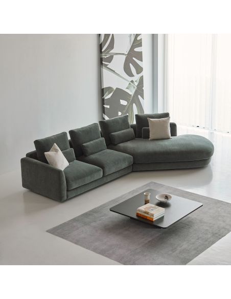 Divano moderno con penisola Vivole 2.5 - Smooth 814 Laural Green