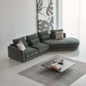 Divano moderno con penisola Vivole 2.5 - Smooth 814 Laural Green