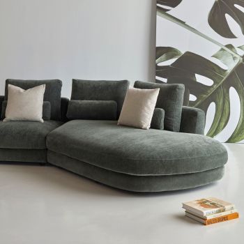 Divano moderno con penisola Vivole 2.5 - Smooth 814 Laural Green 2