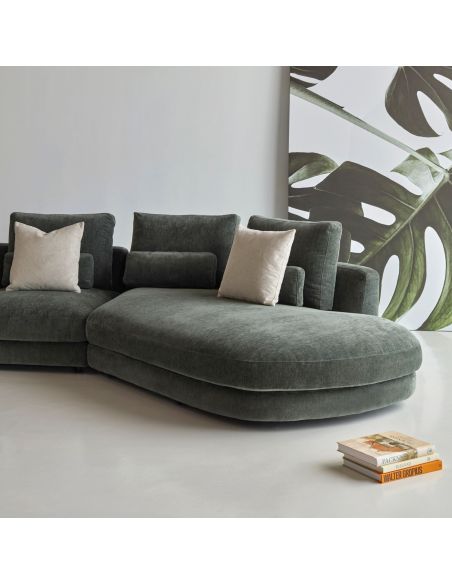 Divano moderno con penisola Vivole 2.5 - Smooth 814 Laural Green