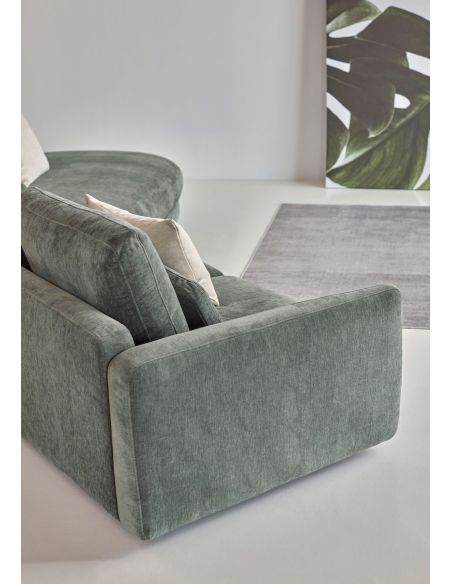 Divano moderno con penisola Vivole 2.5 - Smooth 814 Laural Green