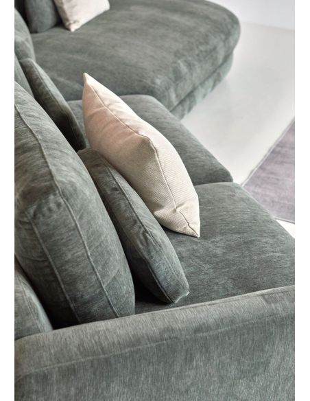 Divano moderno con penisola Vivole 2.5 - Smooth 814 Laural Green