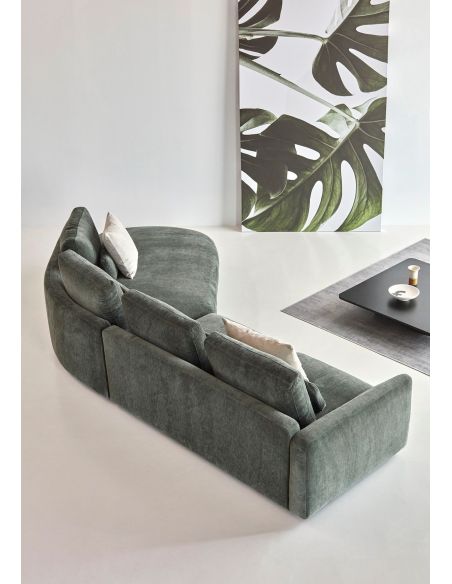 Divano moderno con penisola Vivole 2.5 - Smooth 814 Laural Green