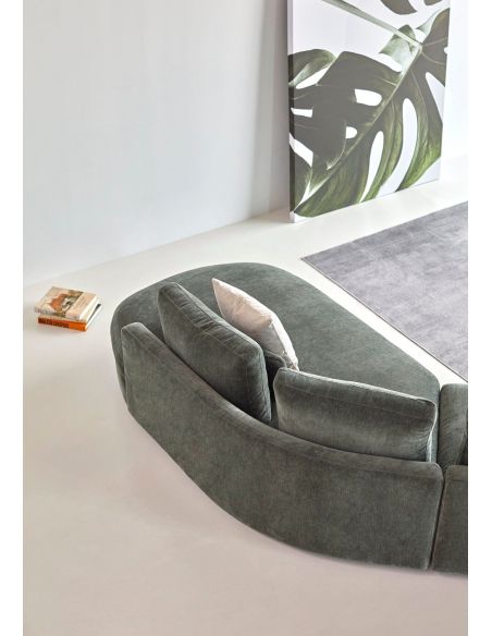 Divano moderno con penisola Vivole 2.5 - Smooth 814 Laural Green