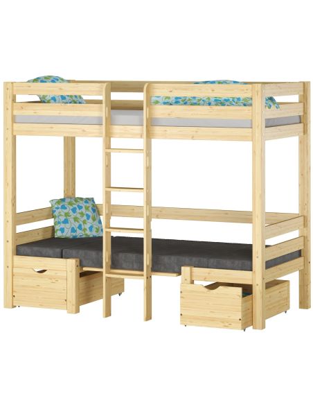 Letto a castello in legno massello di pino Nevada