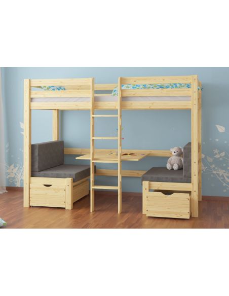 Letto a castello in legno massello di pino Nevada