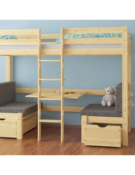 Letto a castello in legno massello di pino Nevada