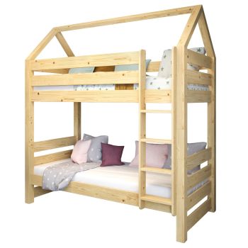 Letto a castello in legno massello con baldacchino Texas House 2