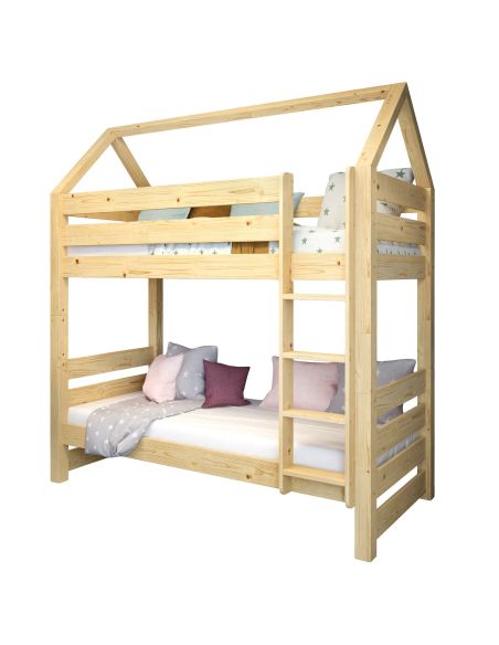 Letto a castello in legno massello con baldacchino Texas House