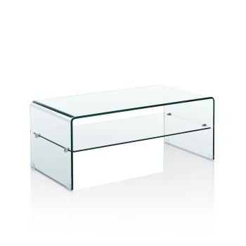 Tavolino da salotto in vetro curvato trasparente Emerald Evo 2