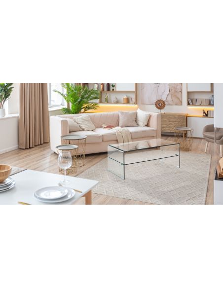 Tavolino da salotto in vetro curvato trasparente Emerald Evo Tavolino da salotto in vetro curvato trasparente Emerald Evo