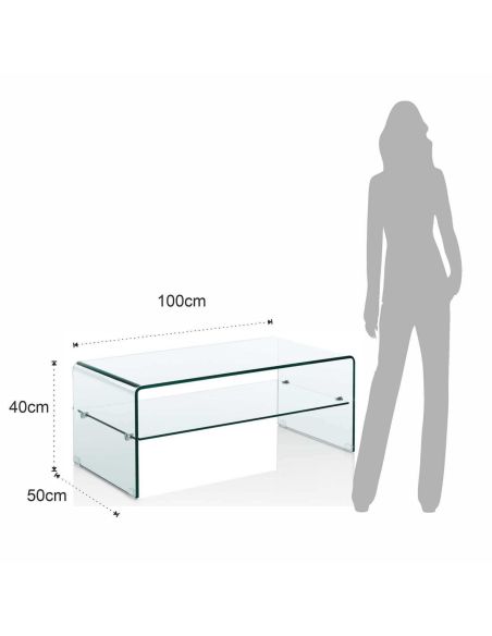 Tavolino da salotto in vetro curvato trasparente Emerald Evo Tavolino da salotto in vetro curvato trasparente Emerald Evo