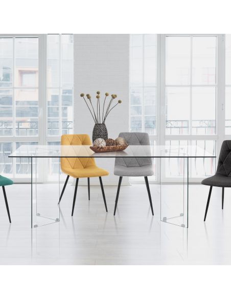 Scrivania in vetro temperato trasparente Emil 180 Scrivania in vetro temperato trasparente Emil 180