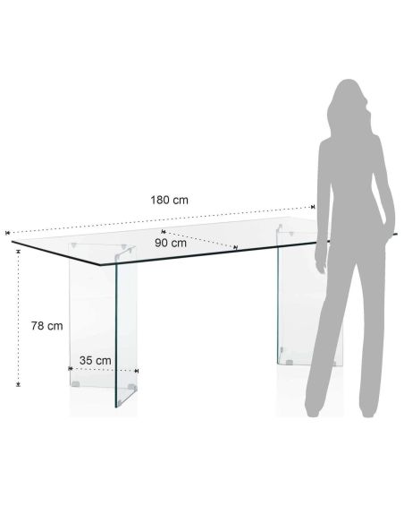 Scrivania in vetro temperato trasparente Emil 180 Scrivania in vetro temperato trasparente Emil 180
