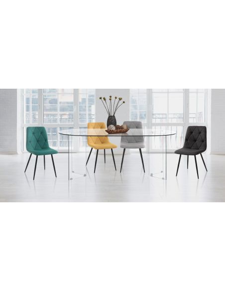 Scrivania ovale in vetro temperato trasparente Emil 180