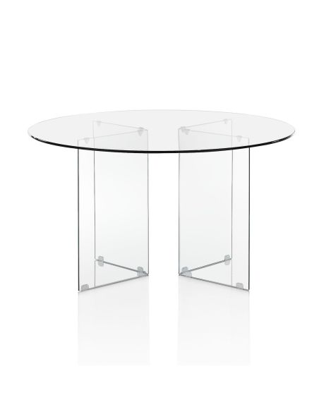 Scrivania rotonda in vetro temperato trasparente Emil Round