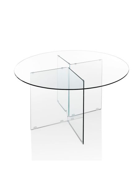 Scrivania rotonda in vetro temperato trasparente Emil Round
