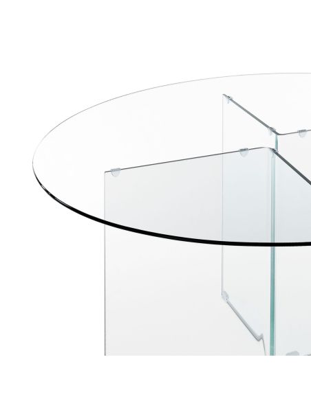 Scrivania rotonda in vetro temperato trasparente Emil Round