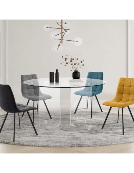 Scrivania rotonda in vetro temperato trasparente Emil Round