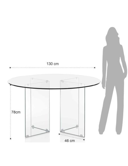 Scrivania rotonda in vetro temperato trasparente Emil Round