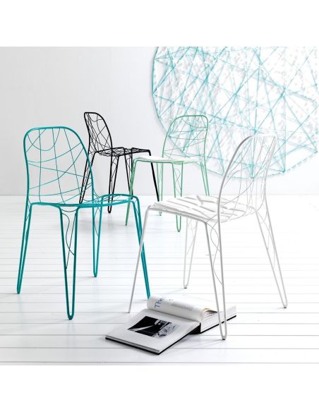 Coppia sedie da cucina in acciaio cromato o verniciato Aria