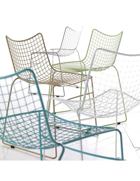 Coppia sedie da cucina in filo di acciaio Stitch