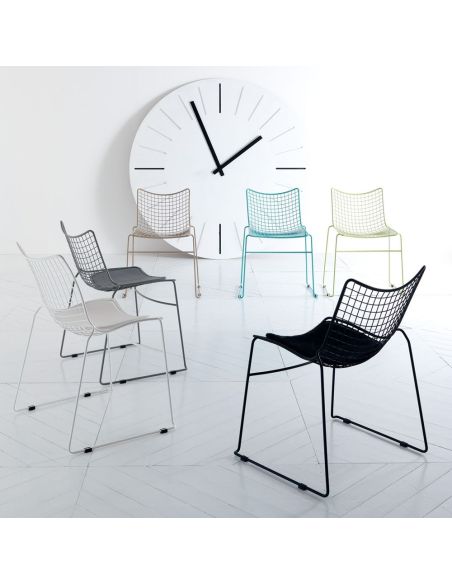 Coppia sedie da cucina in filo di acciaio Stitch